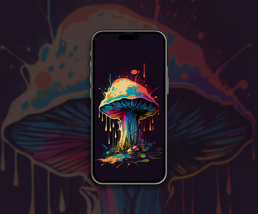 colorful trippy mushroom black wallpapers collection