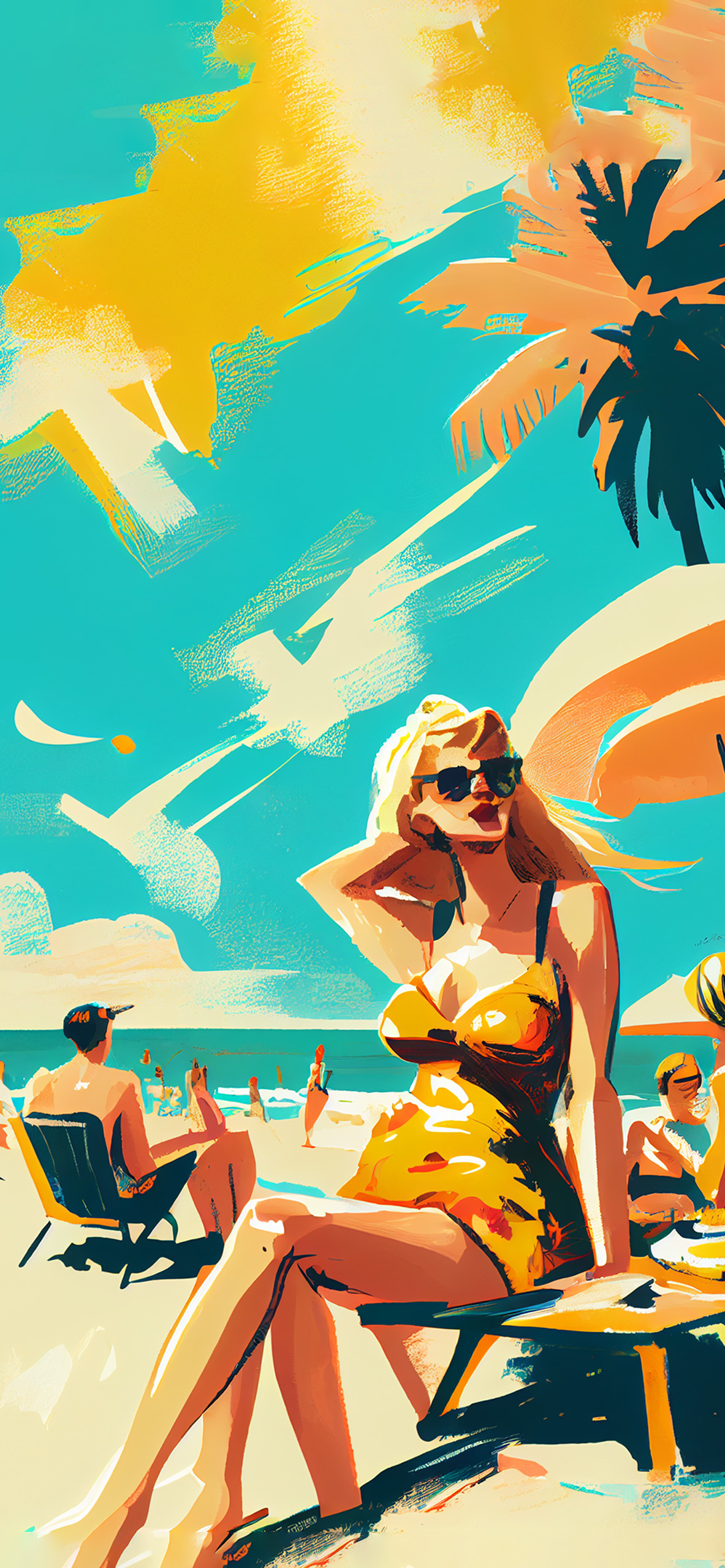 girl on the beach summer wallpaper