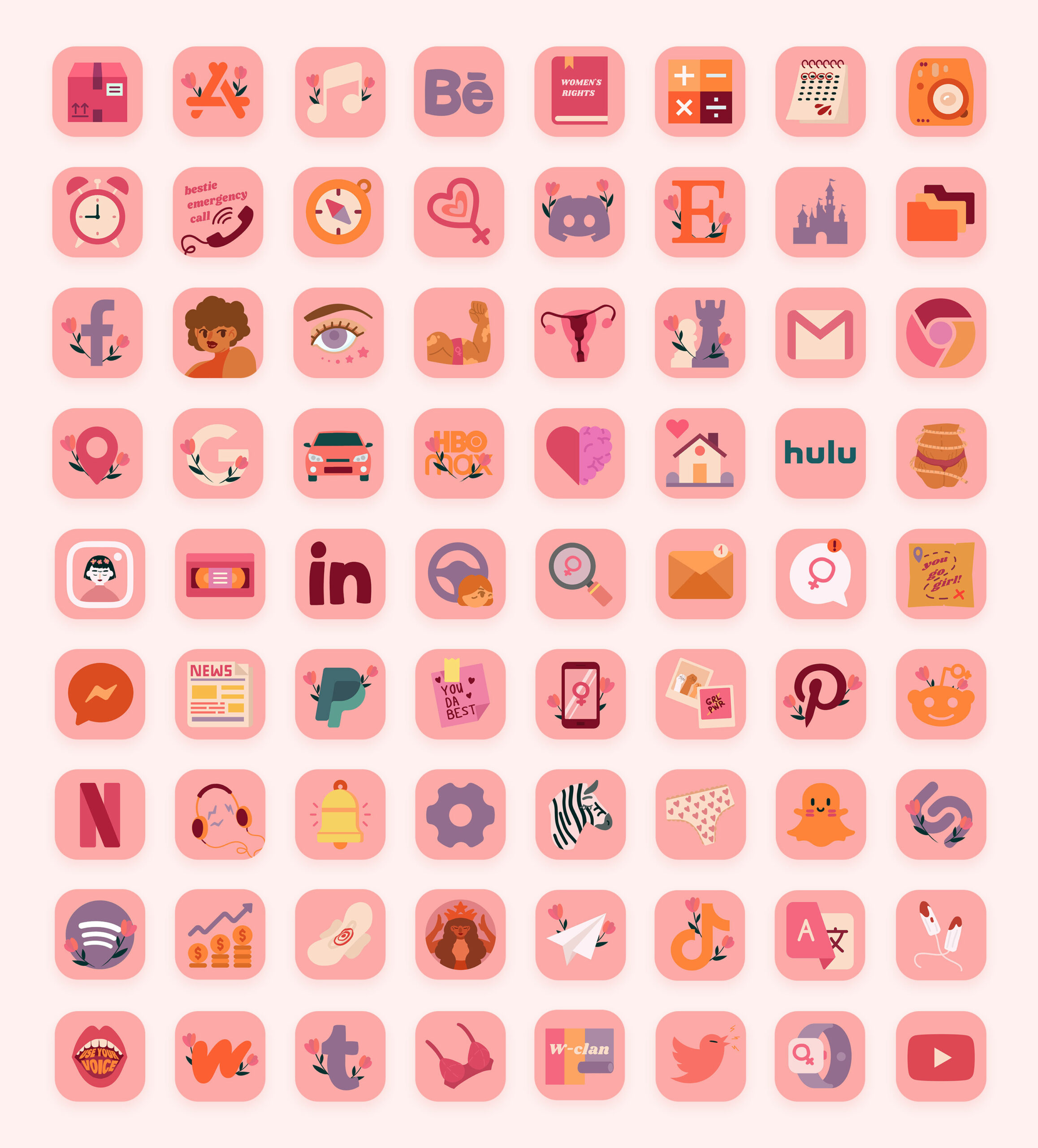 girl power app icons pack preview 2