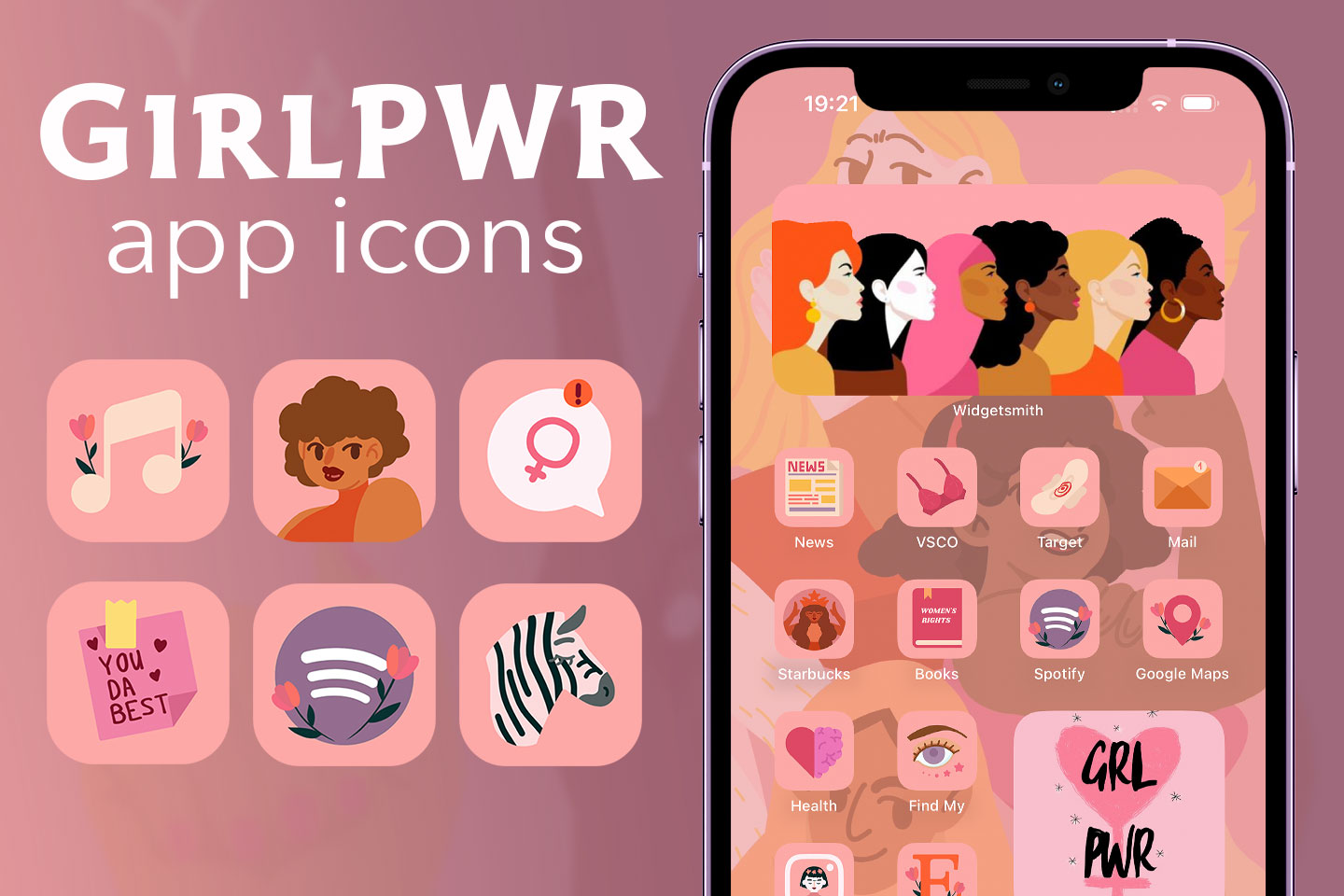 girl power app icônes d'application pack