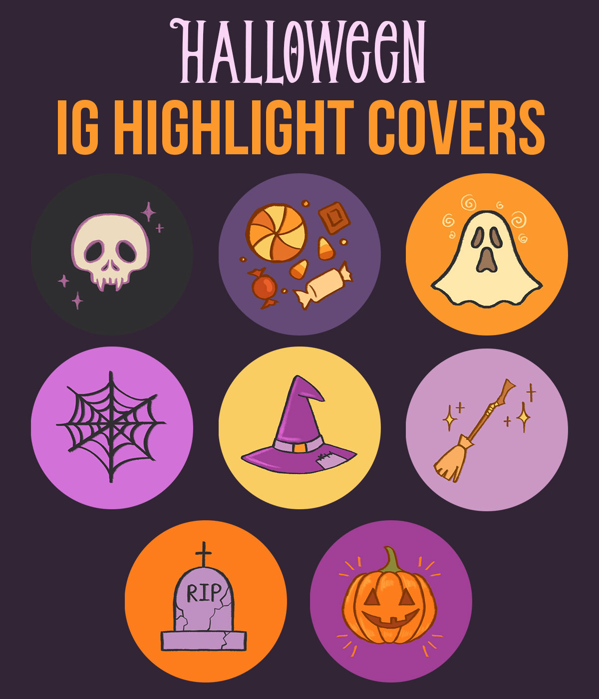 Paquete de portadas destacadas de Halloween IG