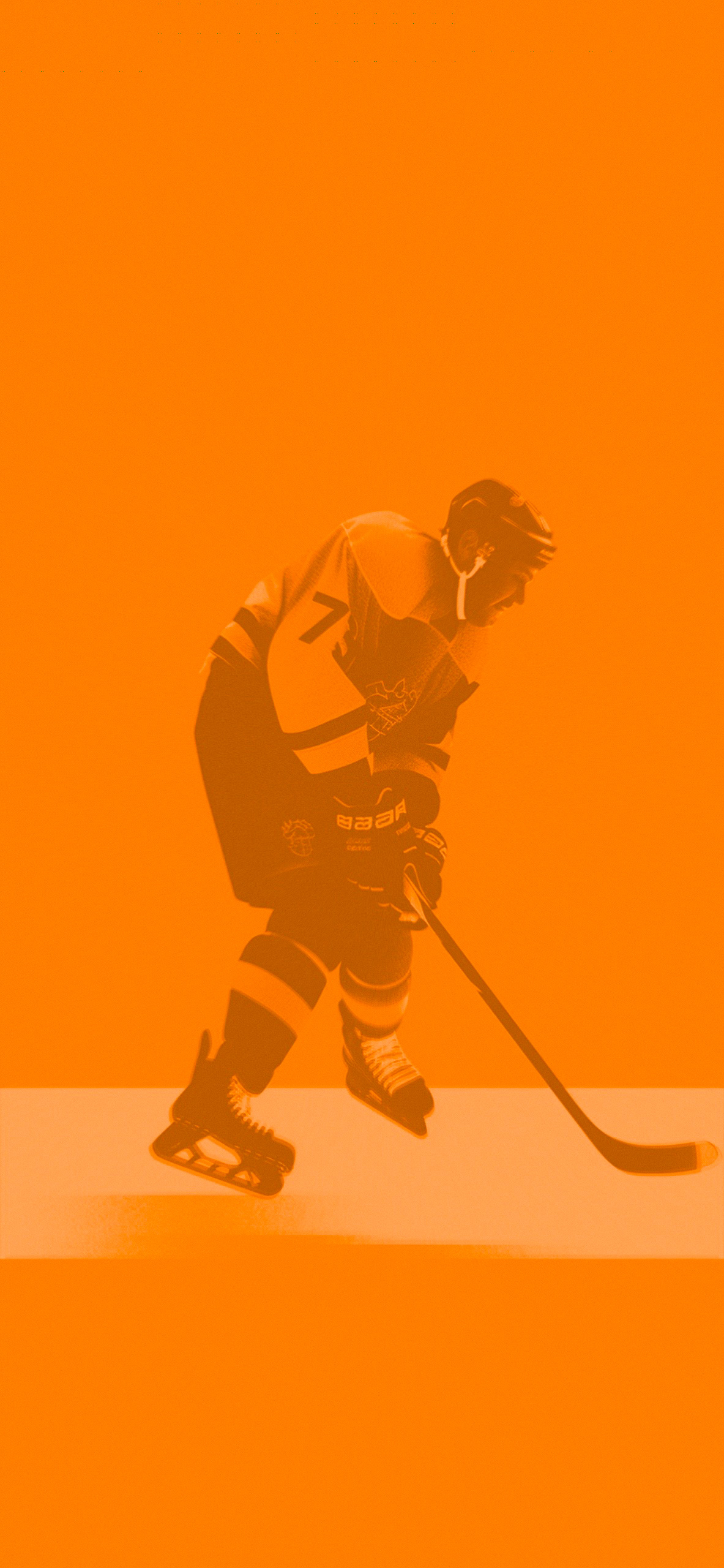 hockey player orange background