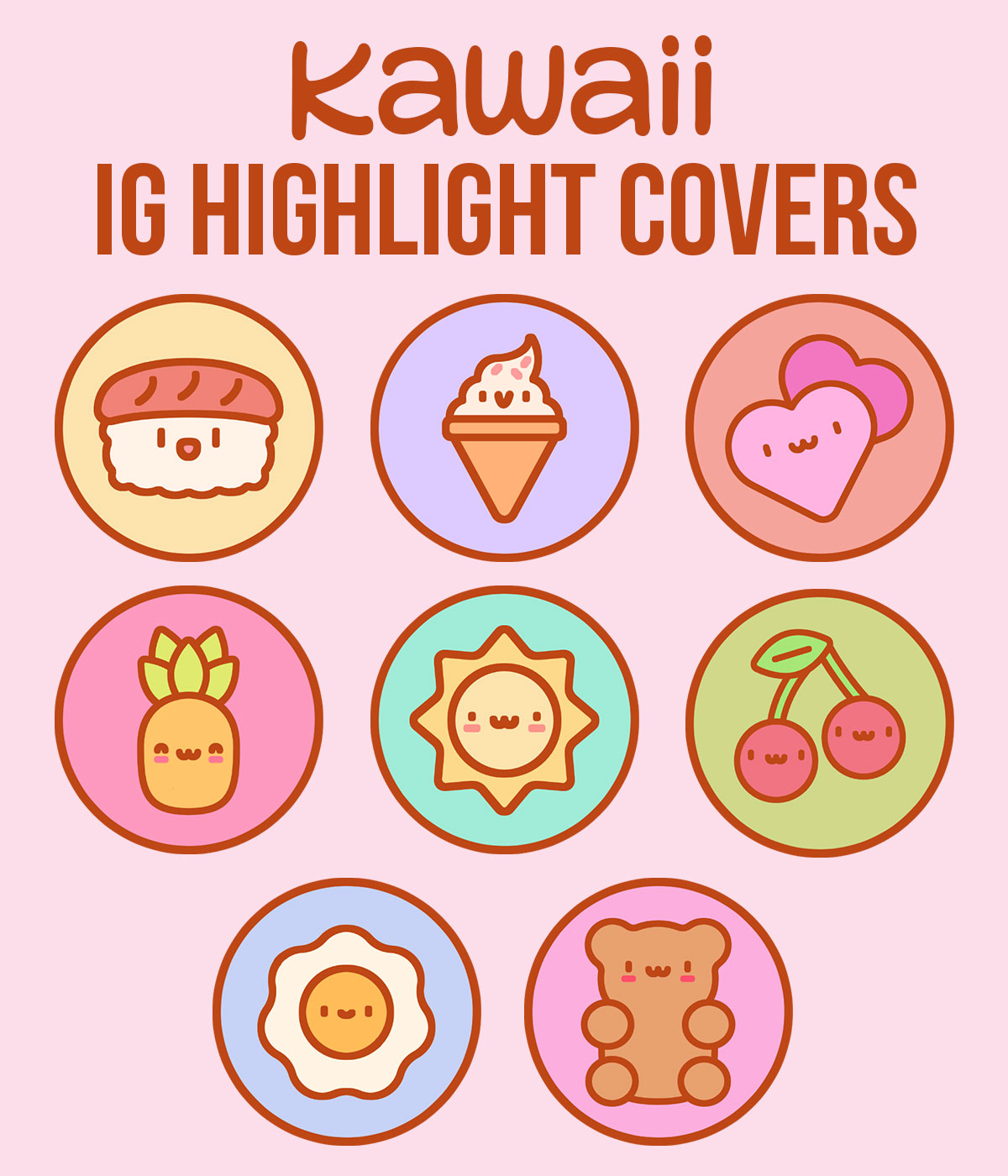 Paquete de portadas kawaii IG Highlight