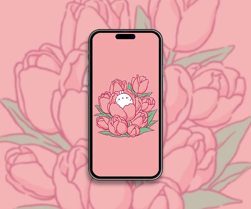molang with tulip pink wallpapers collection