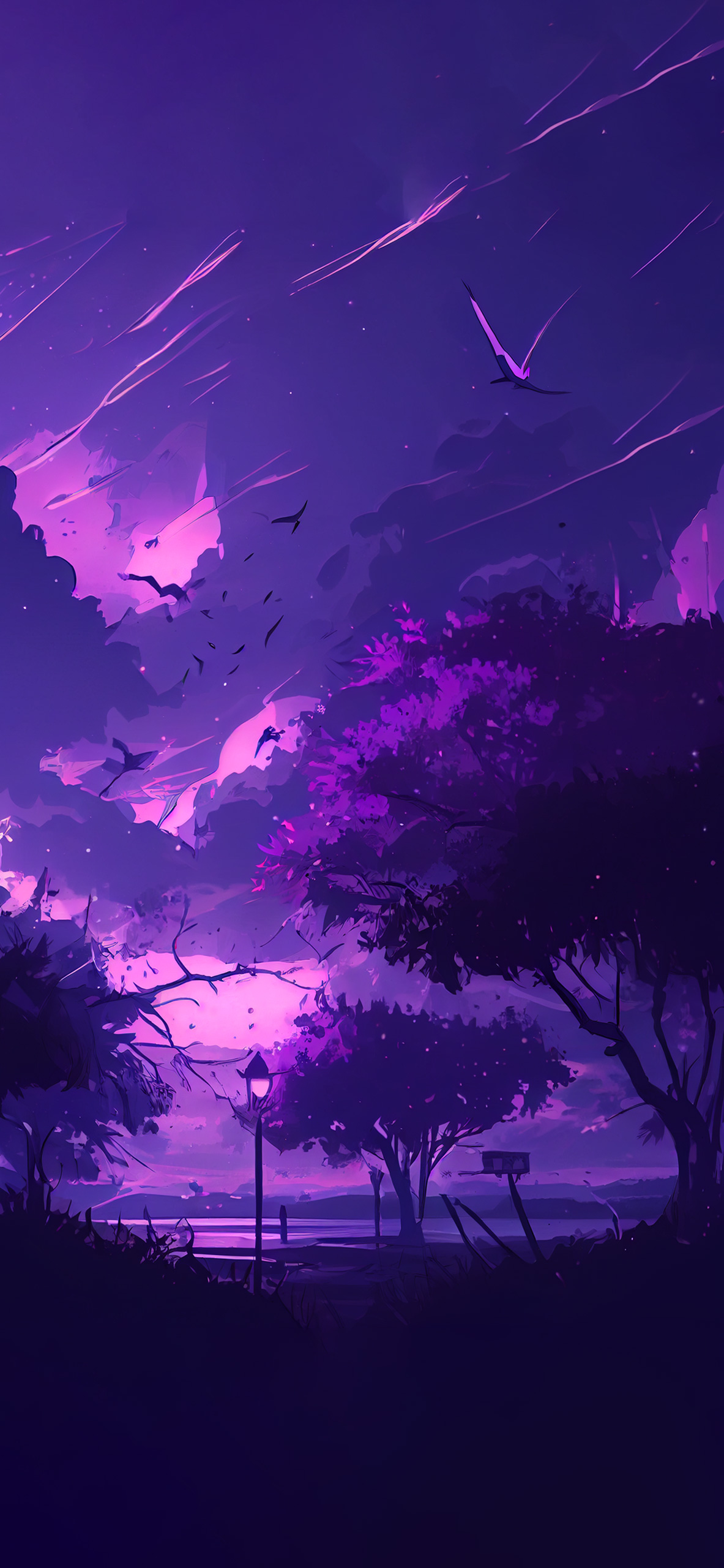 purple aesthetic anime background wallpaper