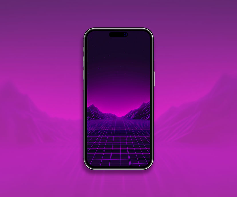 purple retrowave neon grid wallpapers collection