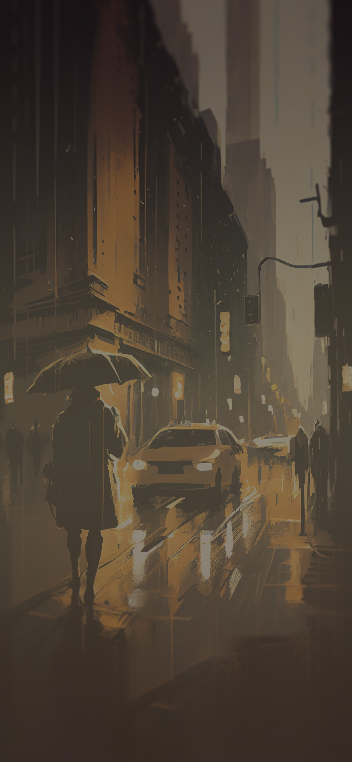 rain in the city art background