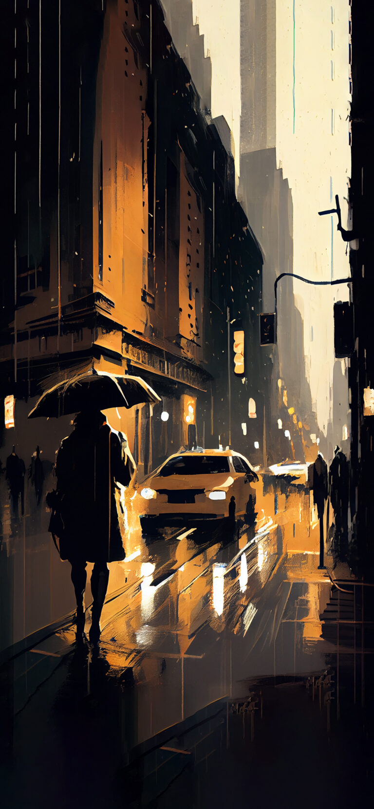 Rain in the City Art Wallpapers - City Aesthetic Wallpapers iPhone