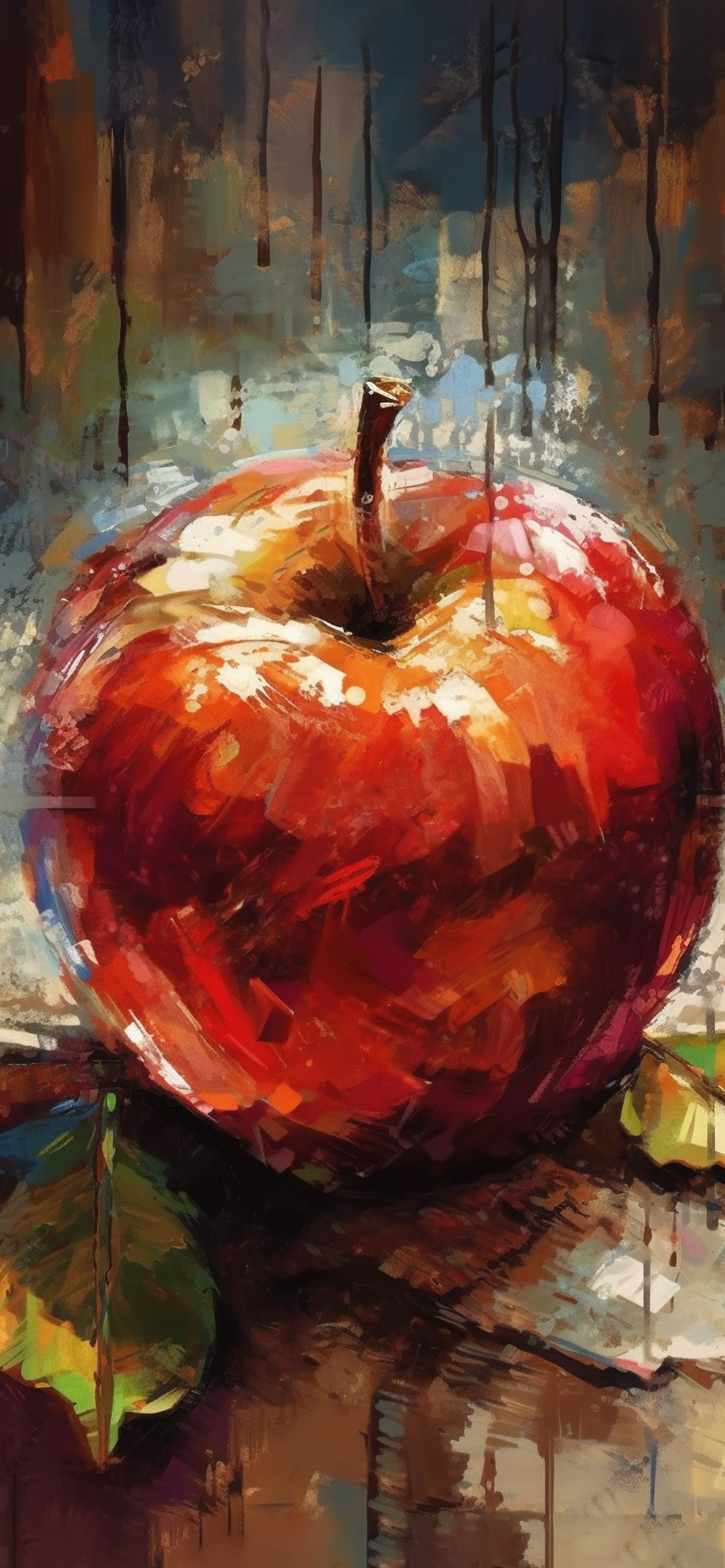 red apple painting wallpaper