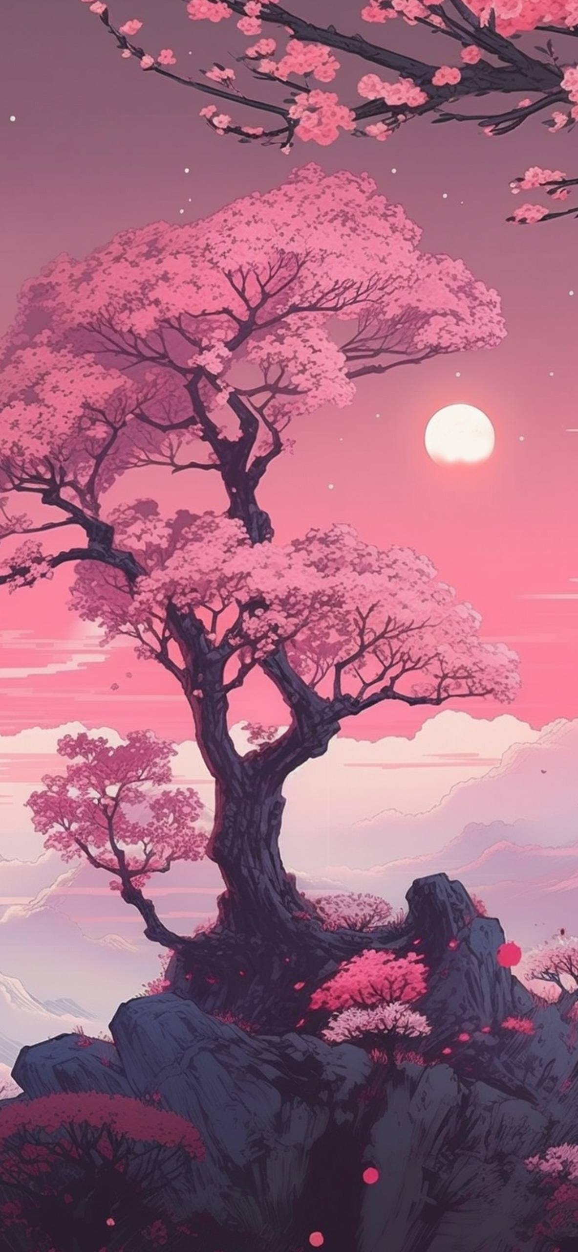 sakura clouds pink anime wallpaper