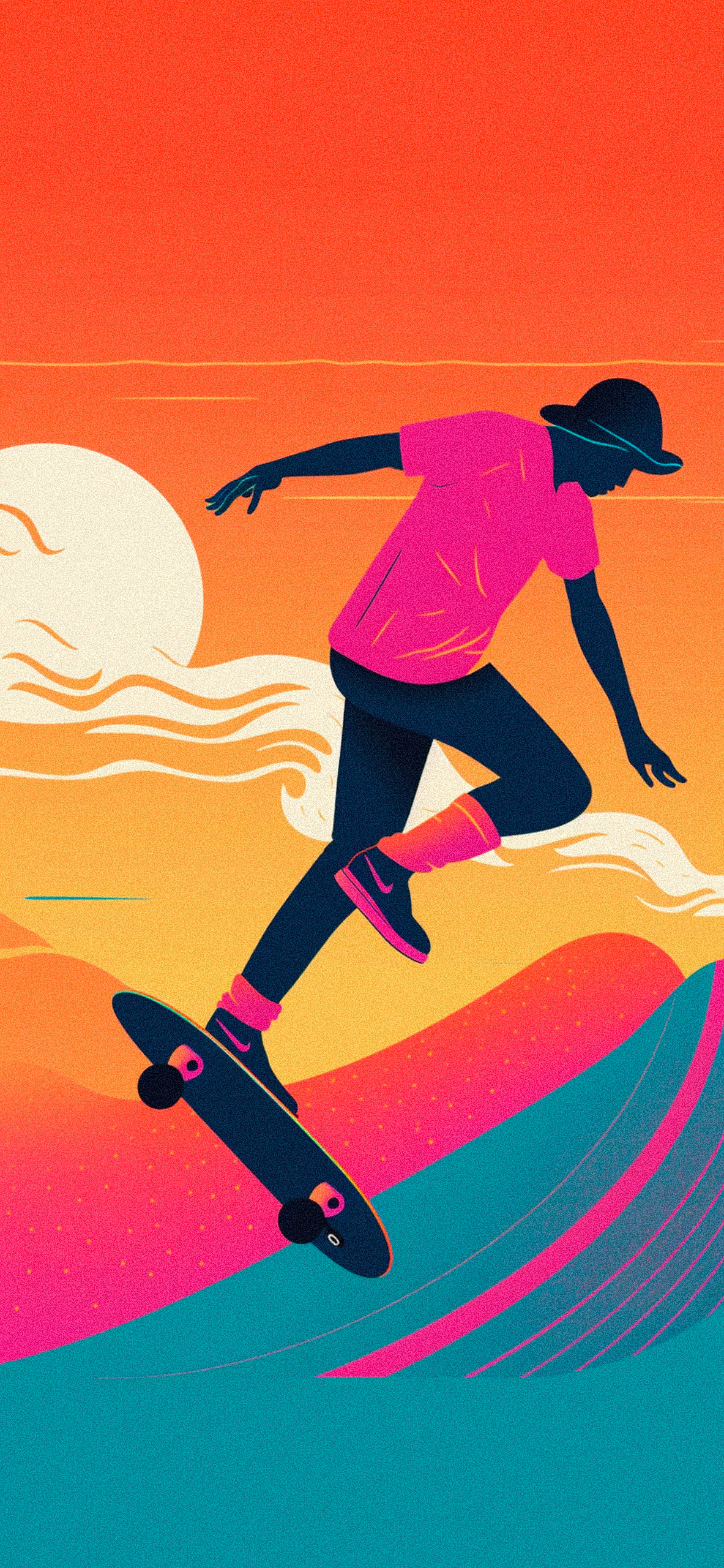 skateboarder sunset aesthetic wallpaper