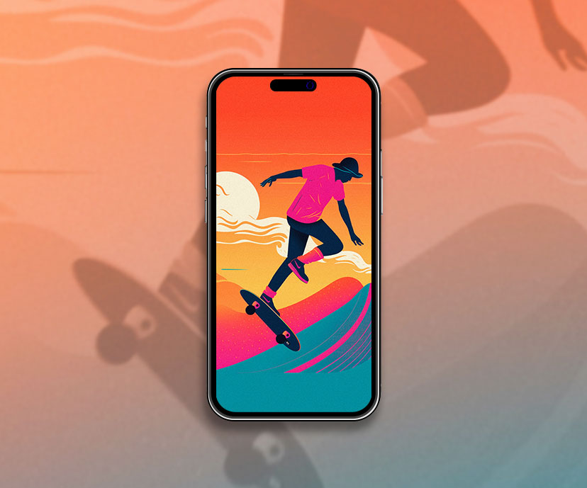 skateboarder sunset aesthetic wallpapers collection