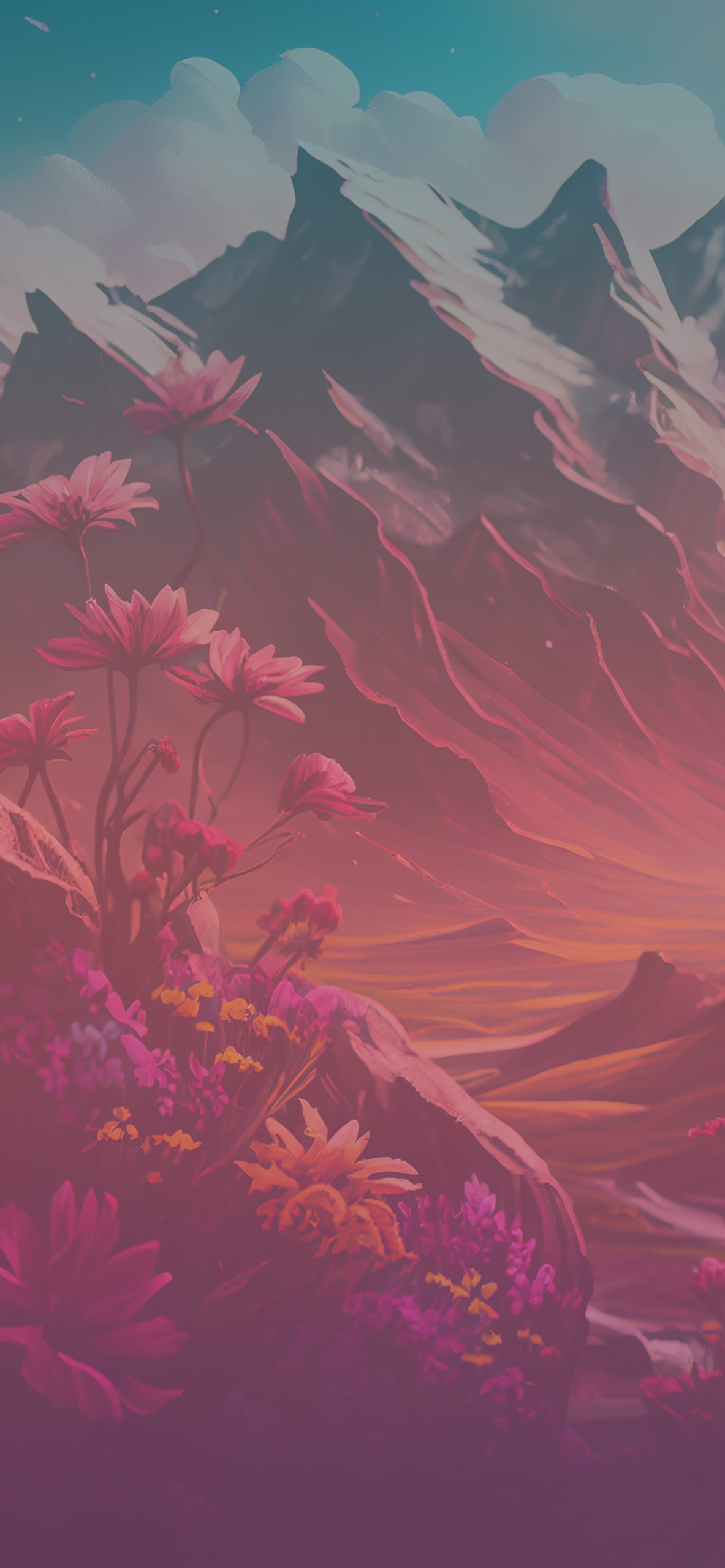 spring mountain flowers art background