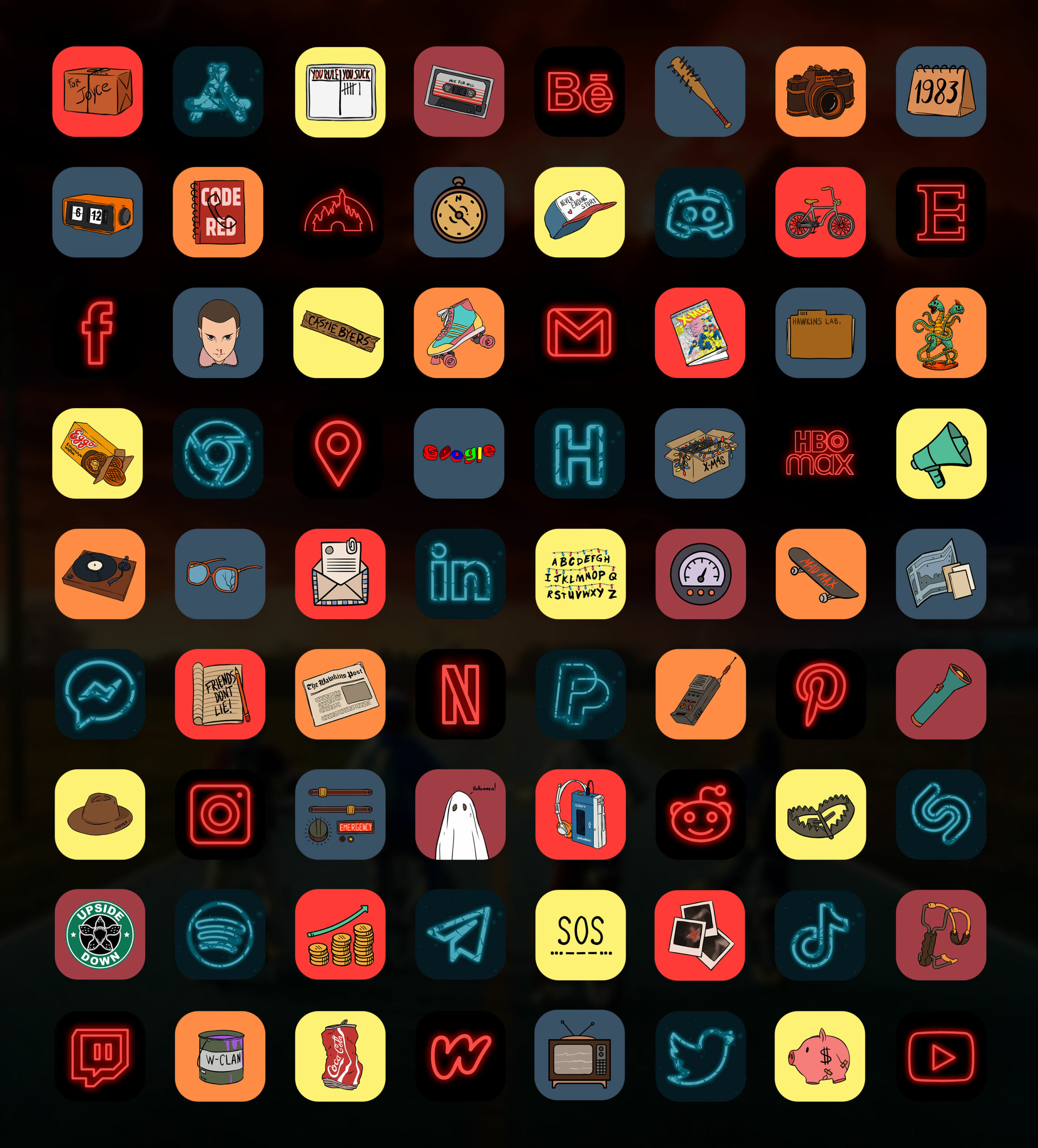 stranger things app icons pack preview 2