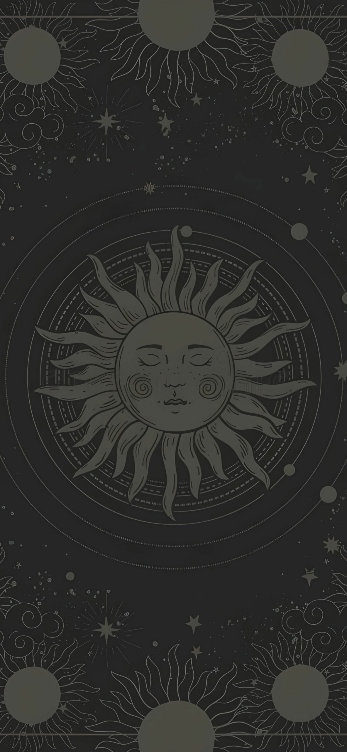 sun with closed eyes tarot background