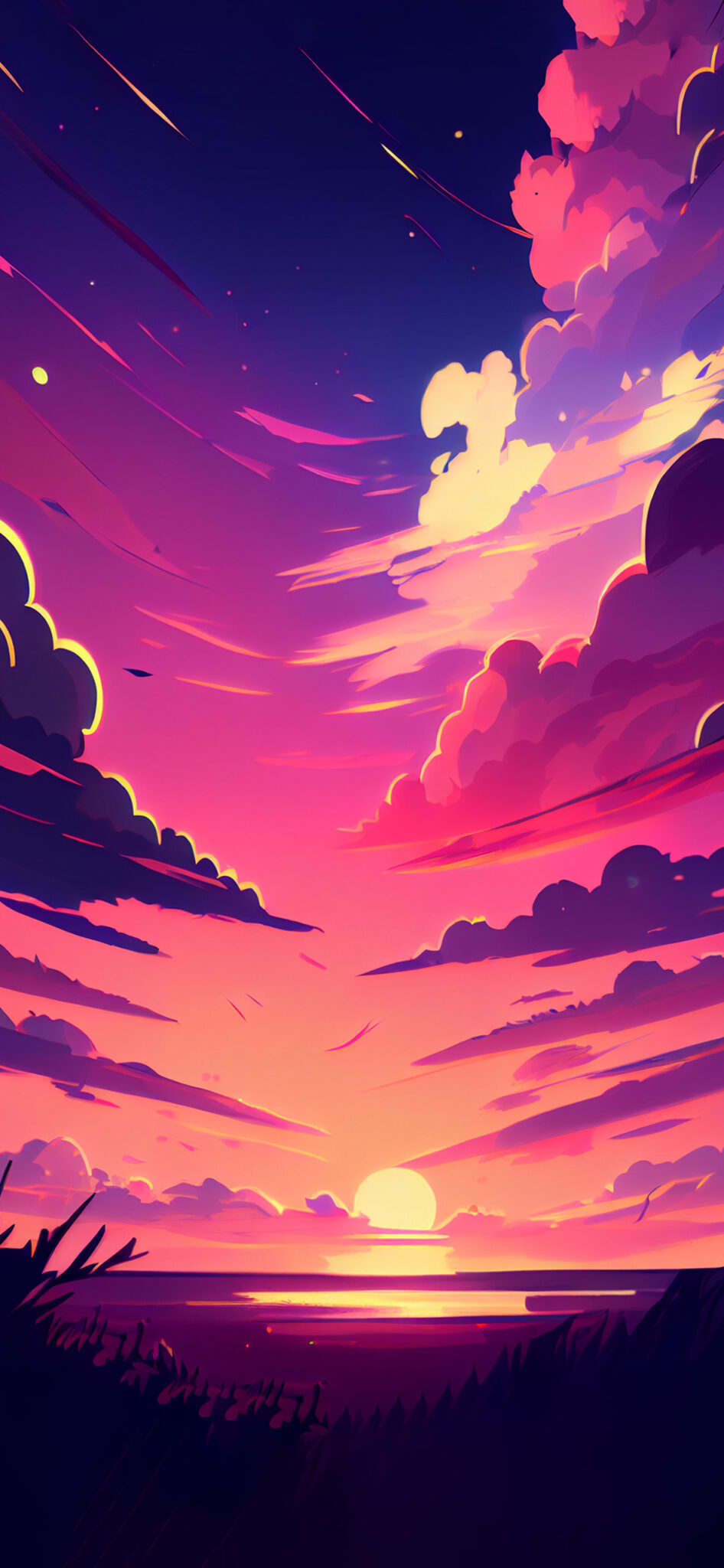 Sunset & Clouds Hot Pink Wallpapers - Sunset Aesthetic Wallpaper