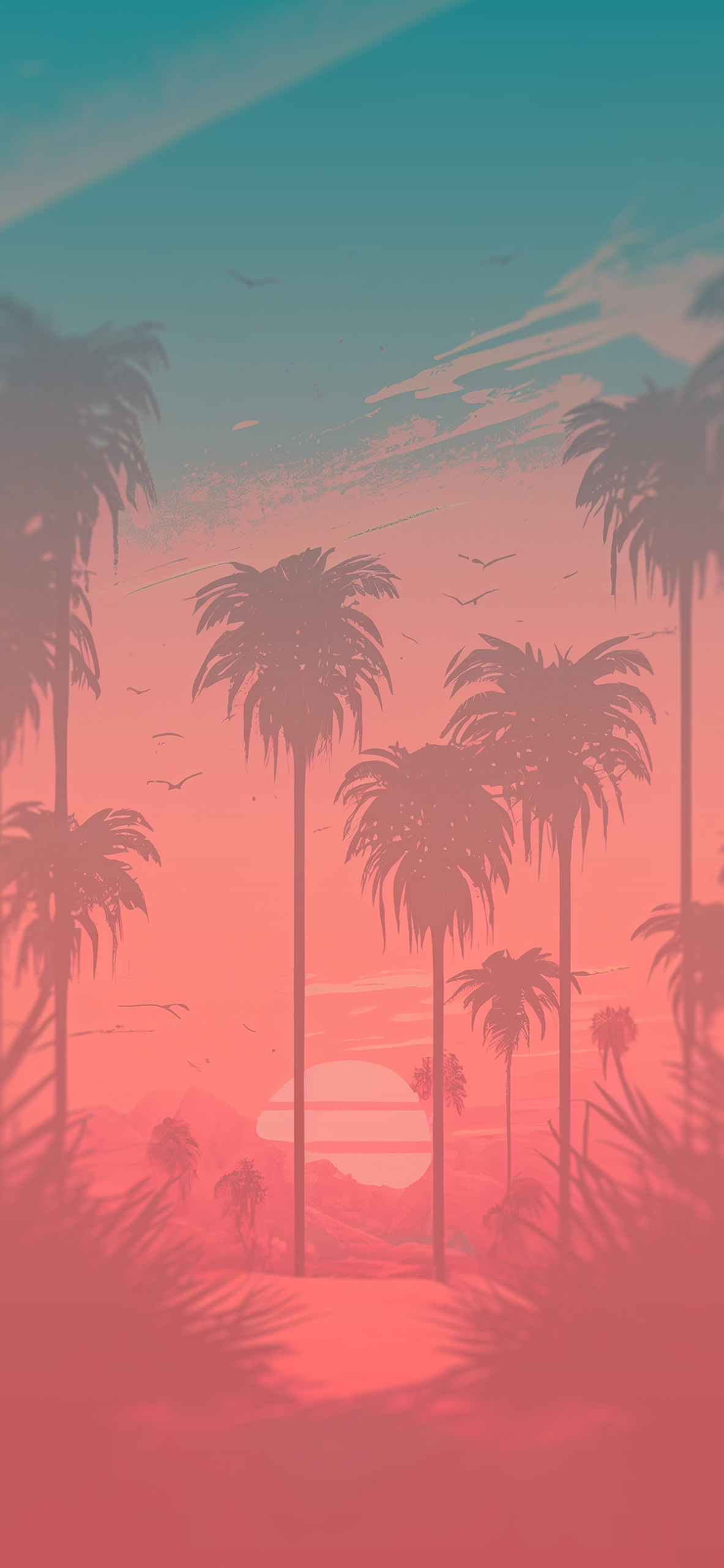 sunset palm tree summer aesthetic background