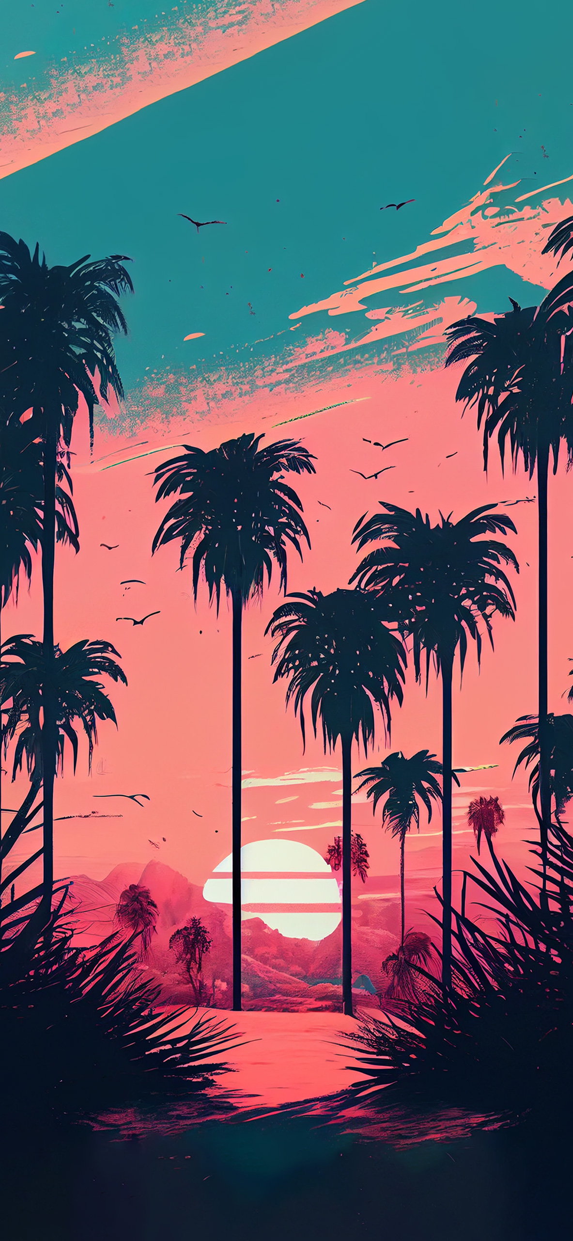 sunset palm tree summer aesthetic wallpaper