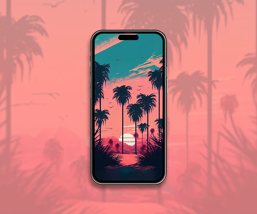 sunset palm tree summer aesthetic wallpapers collection