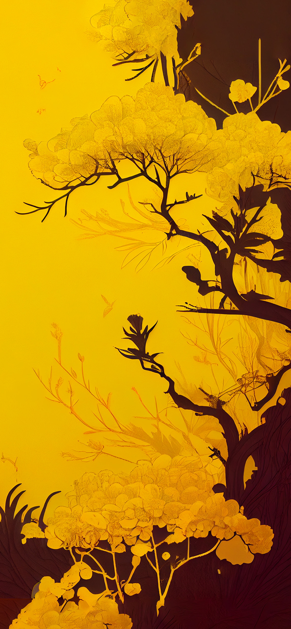 tree yellow aesthetic wallpaper