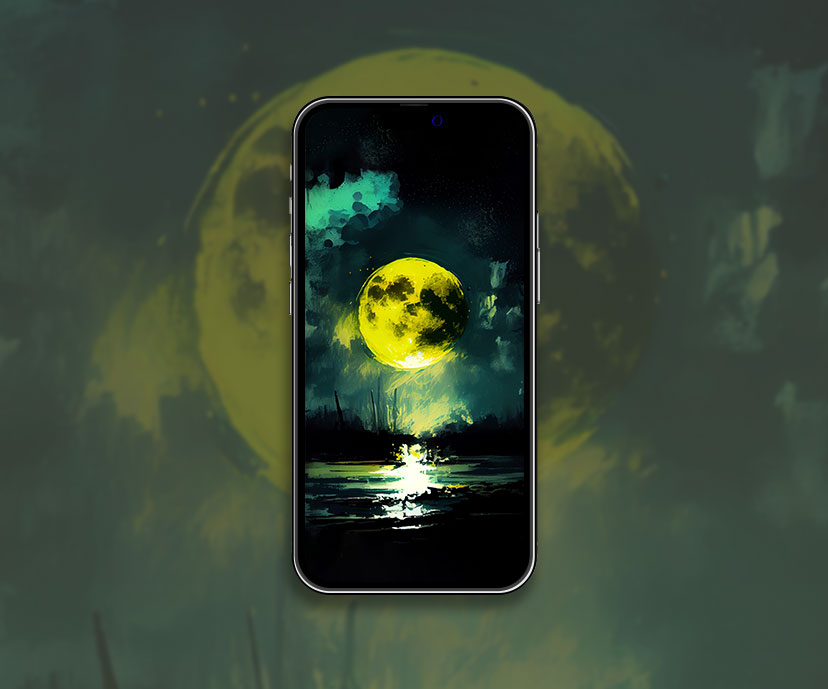 yellow moon sea art wallpapers collection