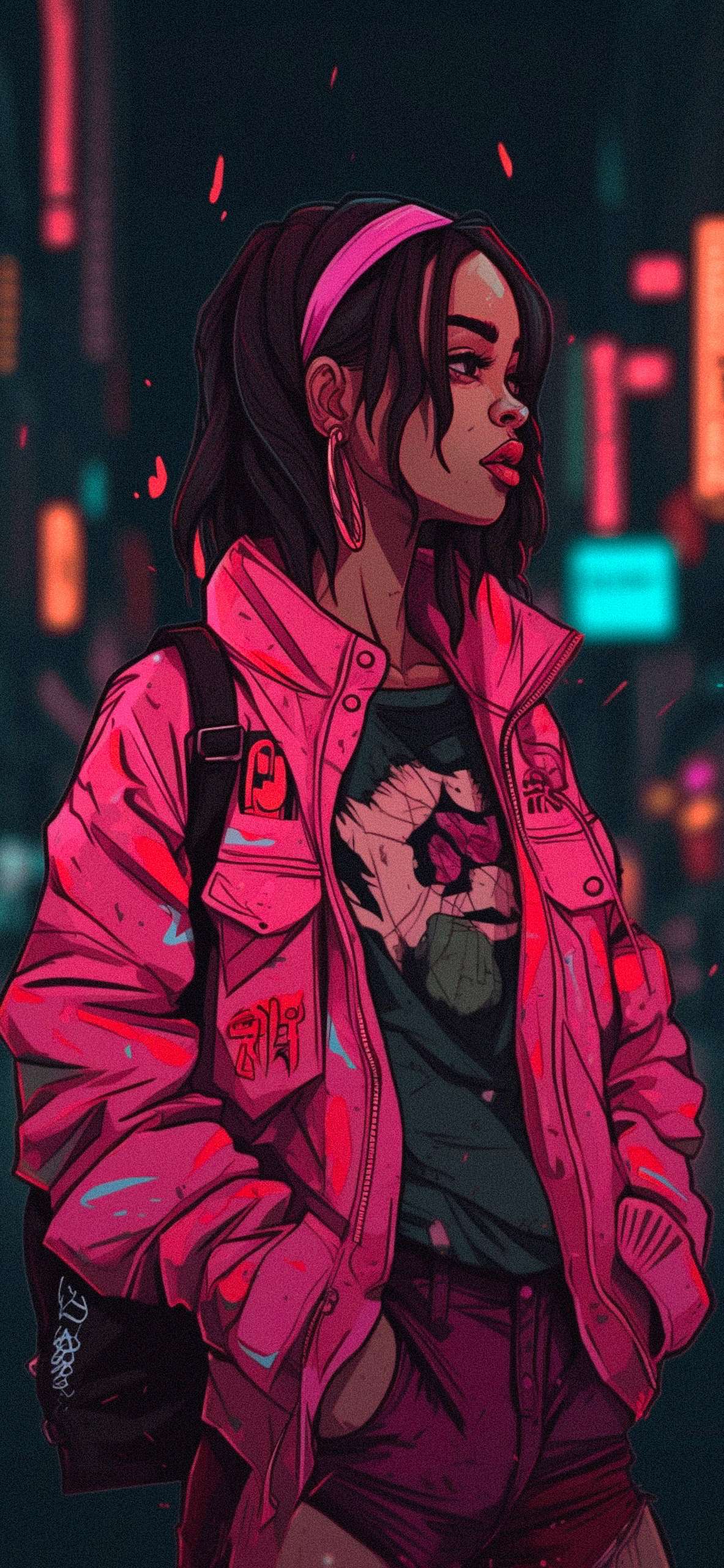 baddie girl in pink jacket wallpaper
