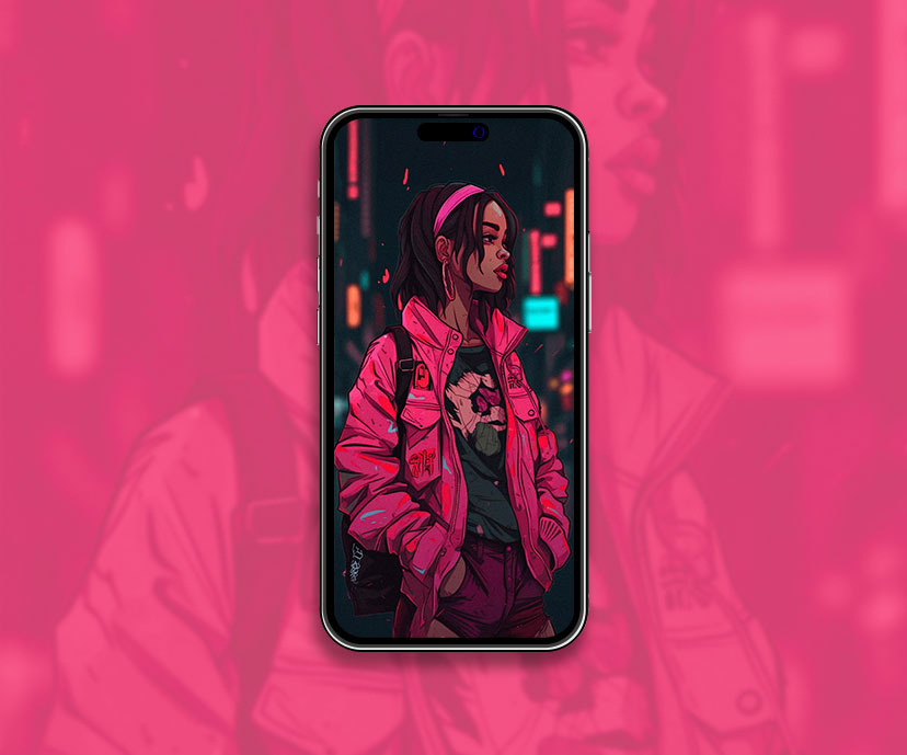 baddie girl in pink jacket wallpapers collection