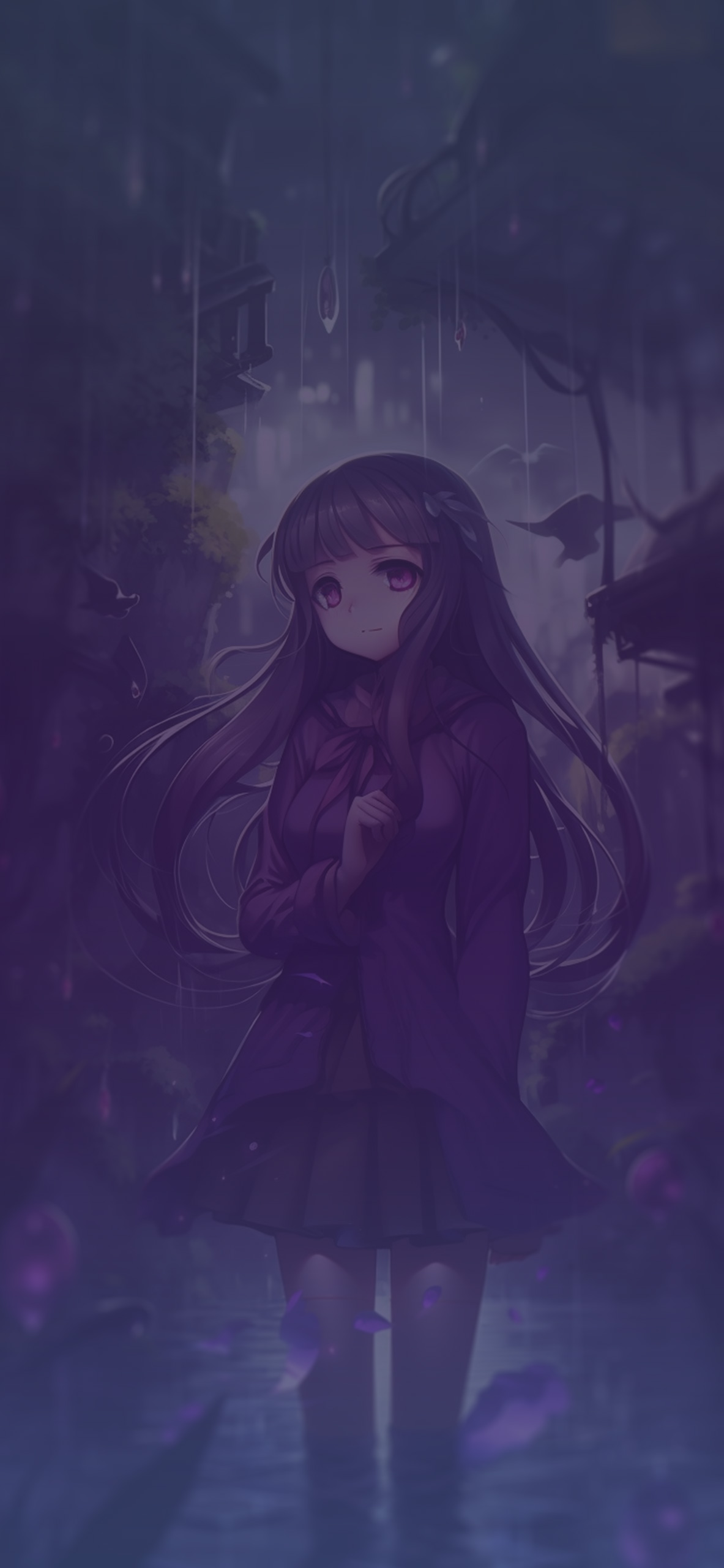 girl rain anime aesthetic background