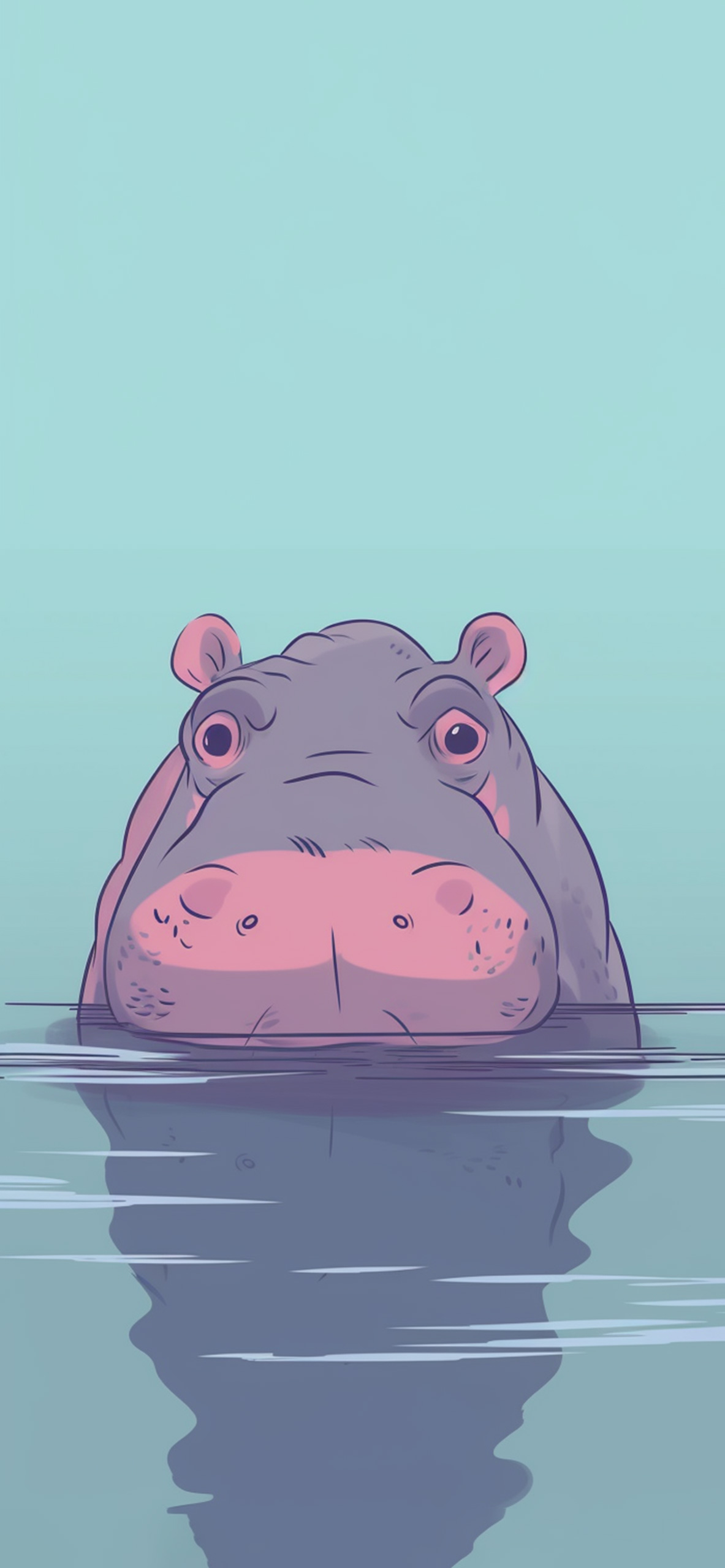 hippo in water blue wallpaper