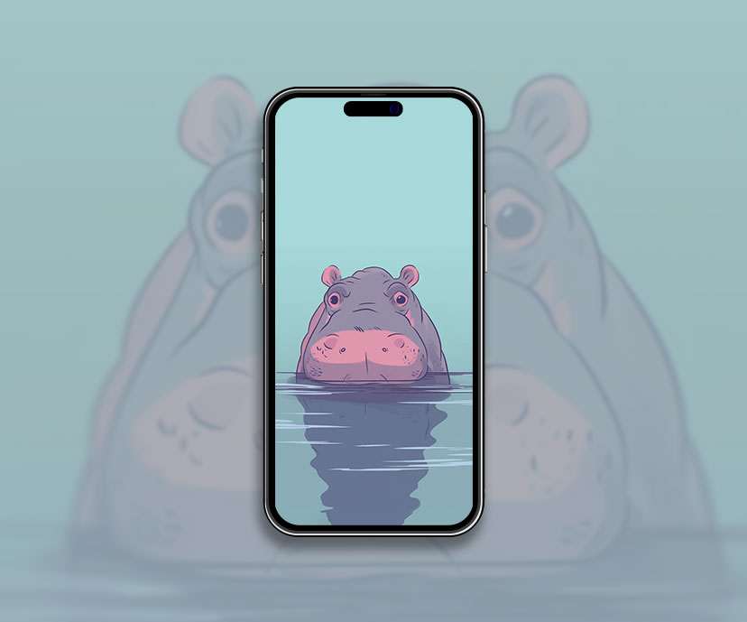 hippo in water blue wallpapers collection