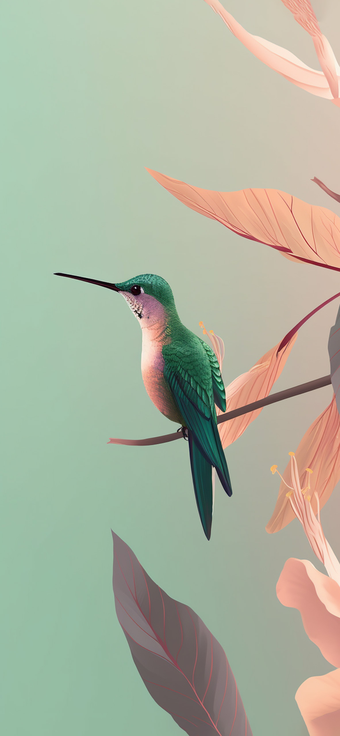 hummingbird leaves wallpaper