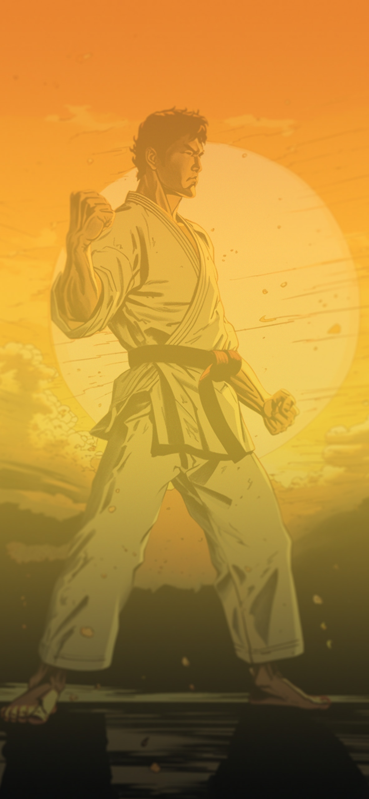 karate sunset art background