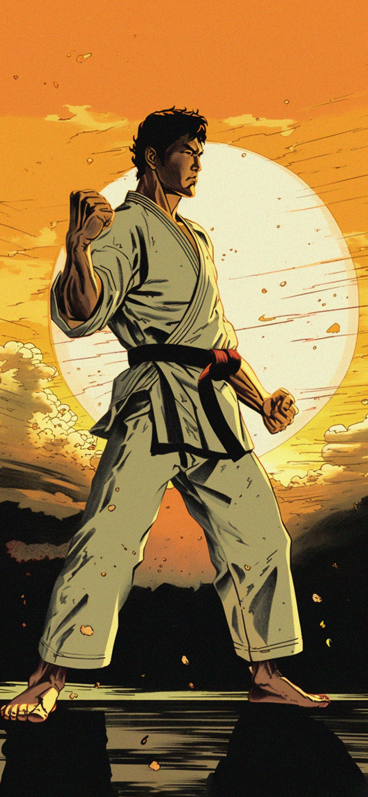 karate sunset art wallpaper