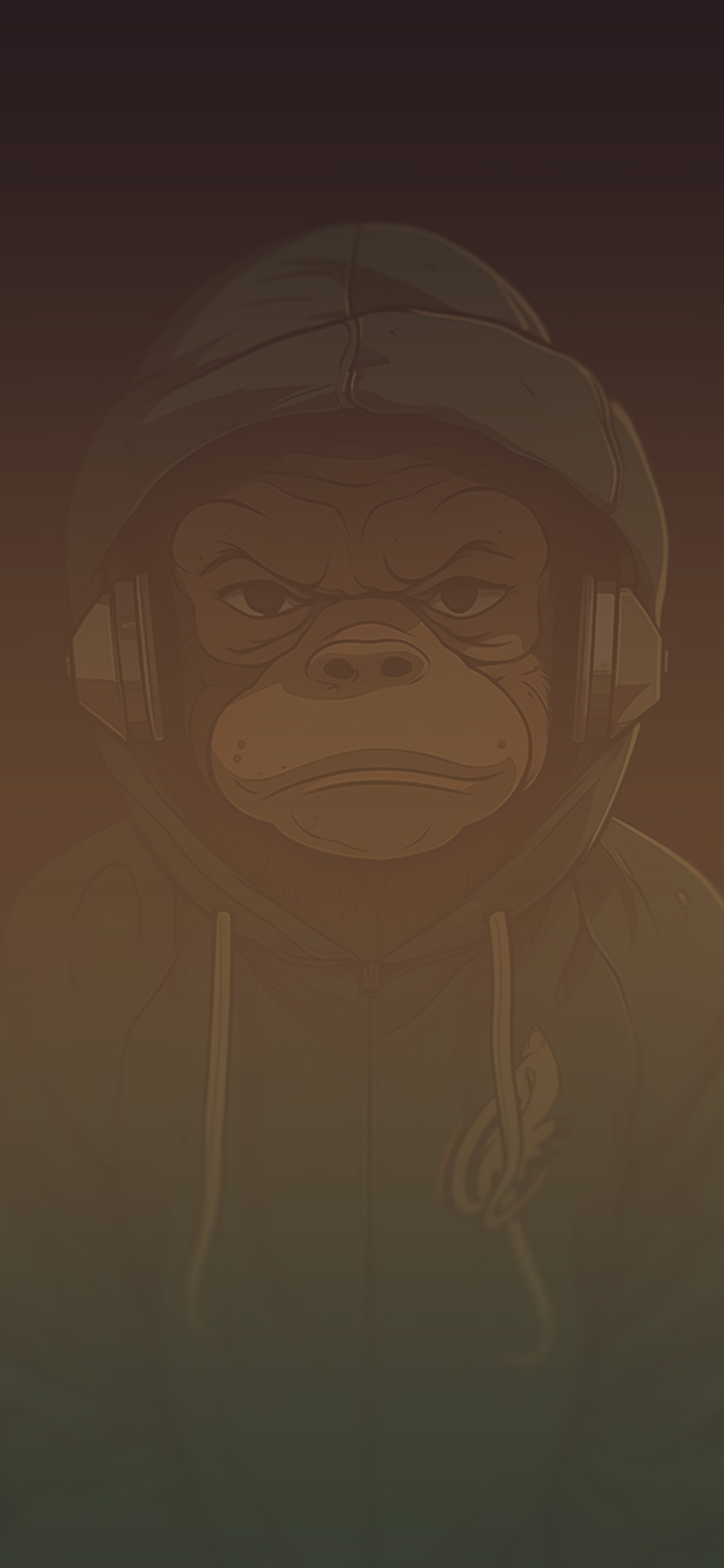 monkey in hoodie brown background