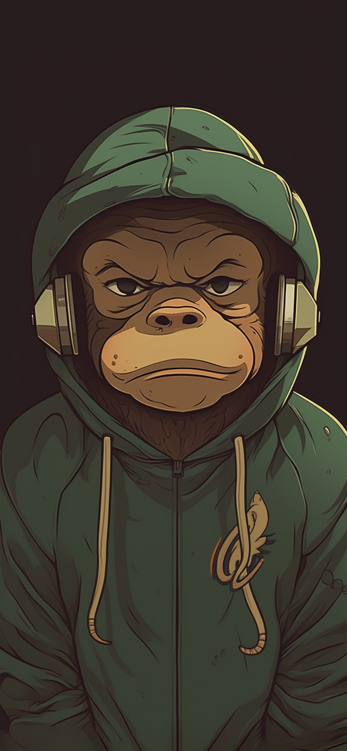 monkey in hoodie brown wallpaper