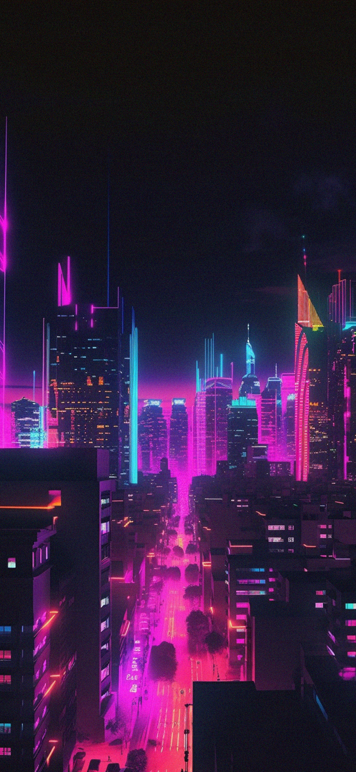 neon cityscape background wallpaper