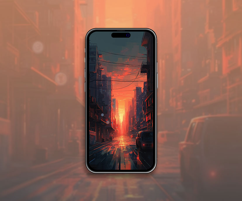 orange sunset in the city wallpapers collection
