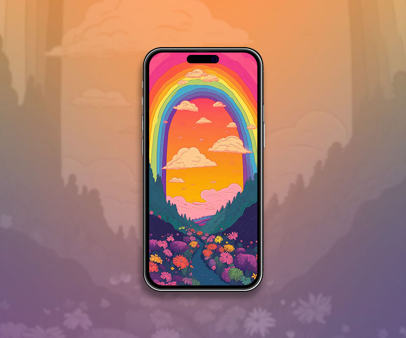 rainbow and blooming hills colorful wallpapers collection