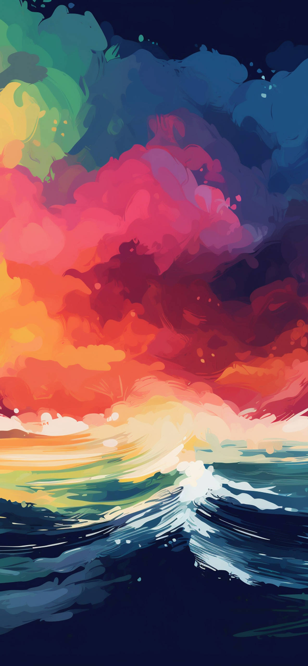 rainbow clouds ocean wallpaper