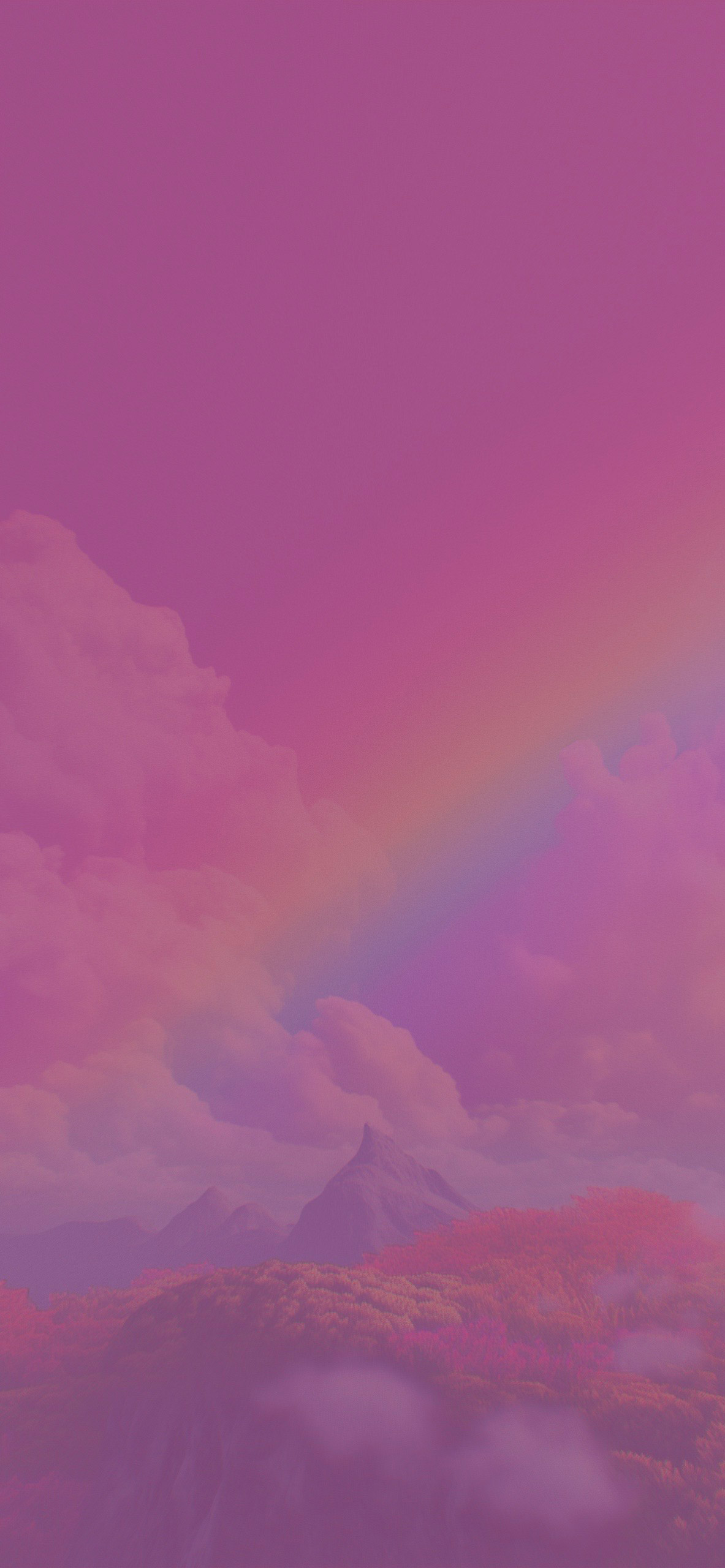 rainbow in pink sky background