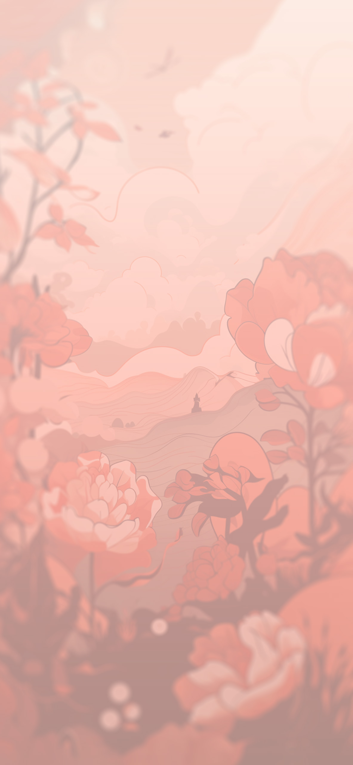red flowers clouds aesthetic background