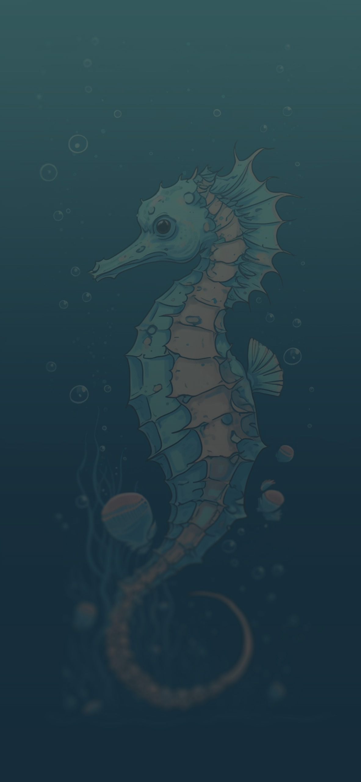 seahorse blue background