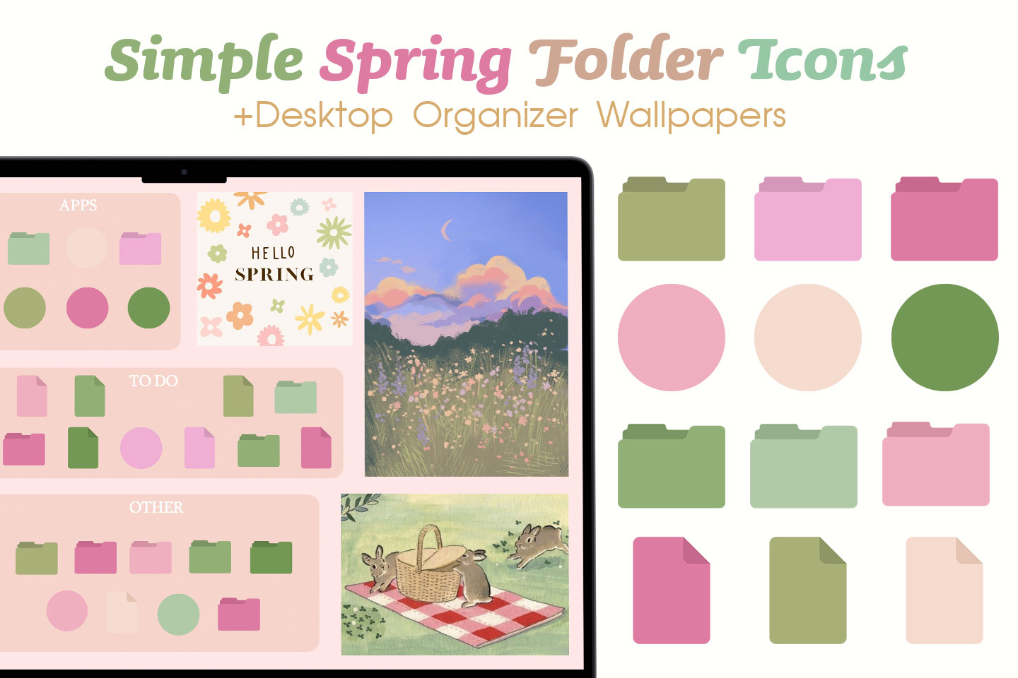 Paquete de iconos de carpetas de primavera simple