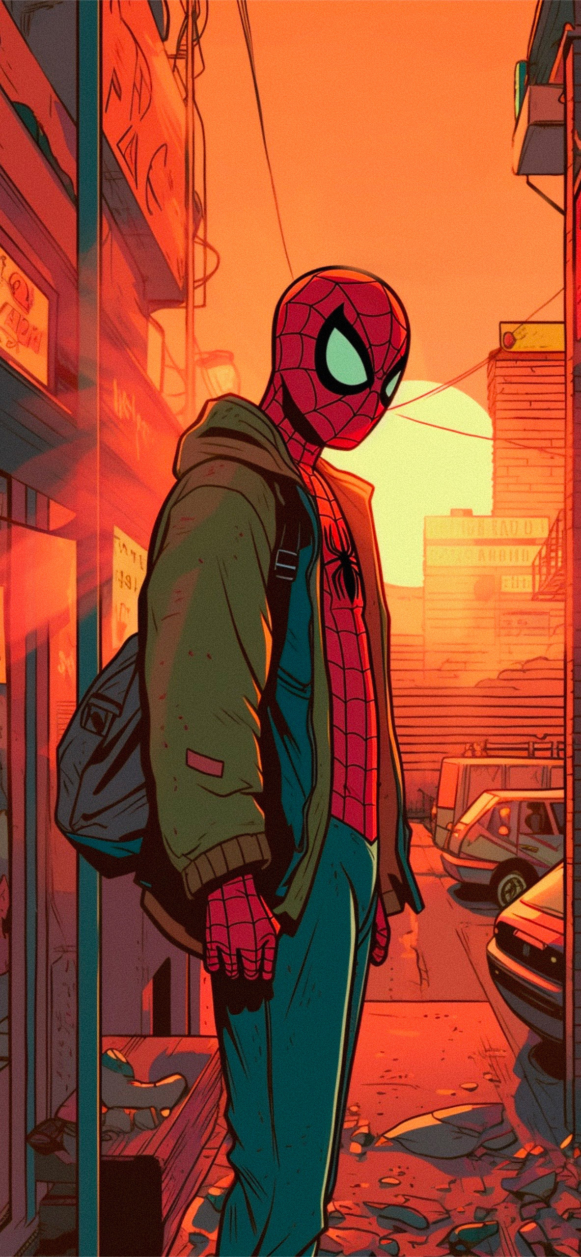 spider man in jacket aesthetic wallpaper