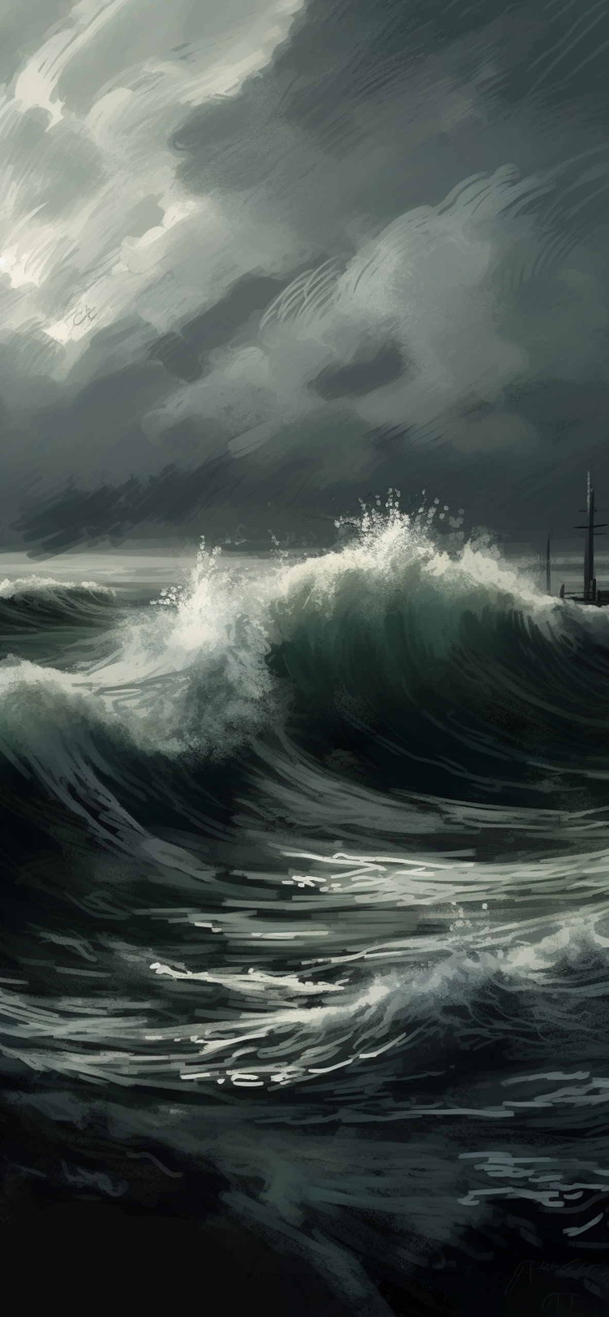 storm on the sea art wallpaper