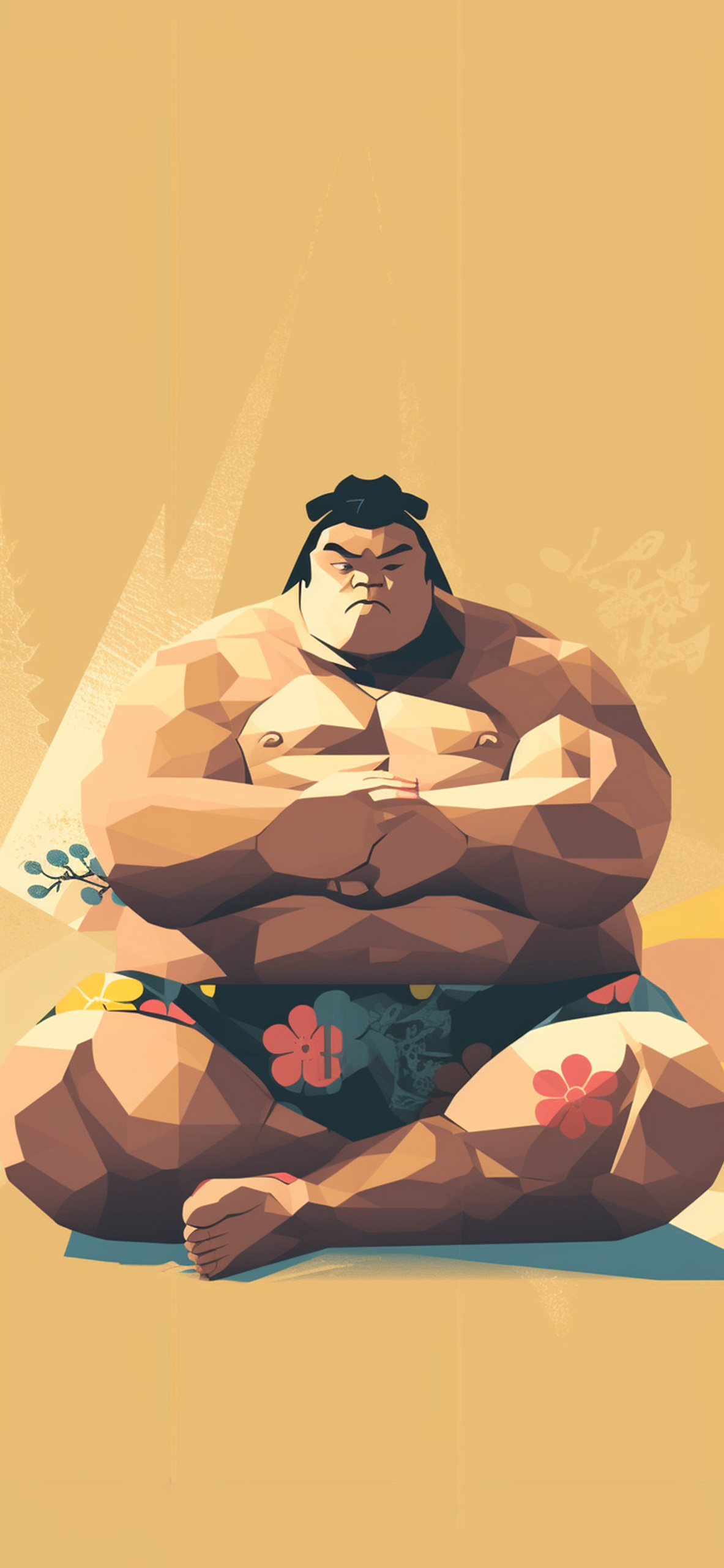 sumo wrestler beige wallpaper