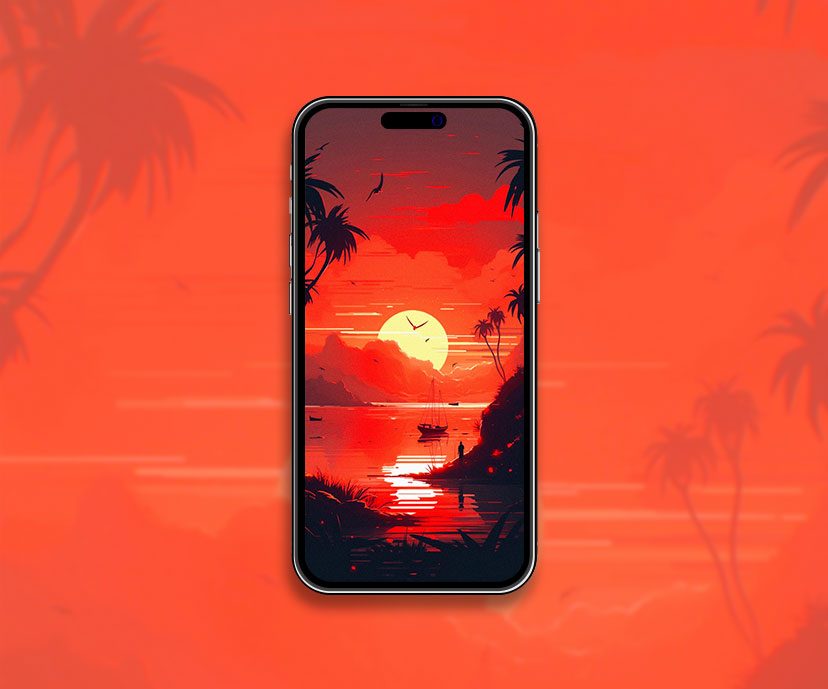 sunset on the river aesthetic orange wallpapers collection
