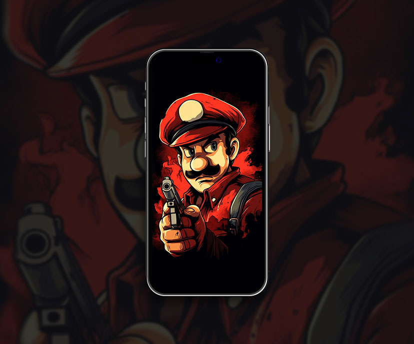 Super Mario avec pistolet collection de fonds d’écran noirs