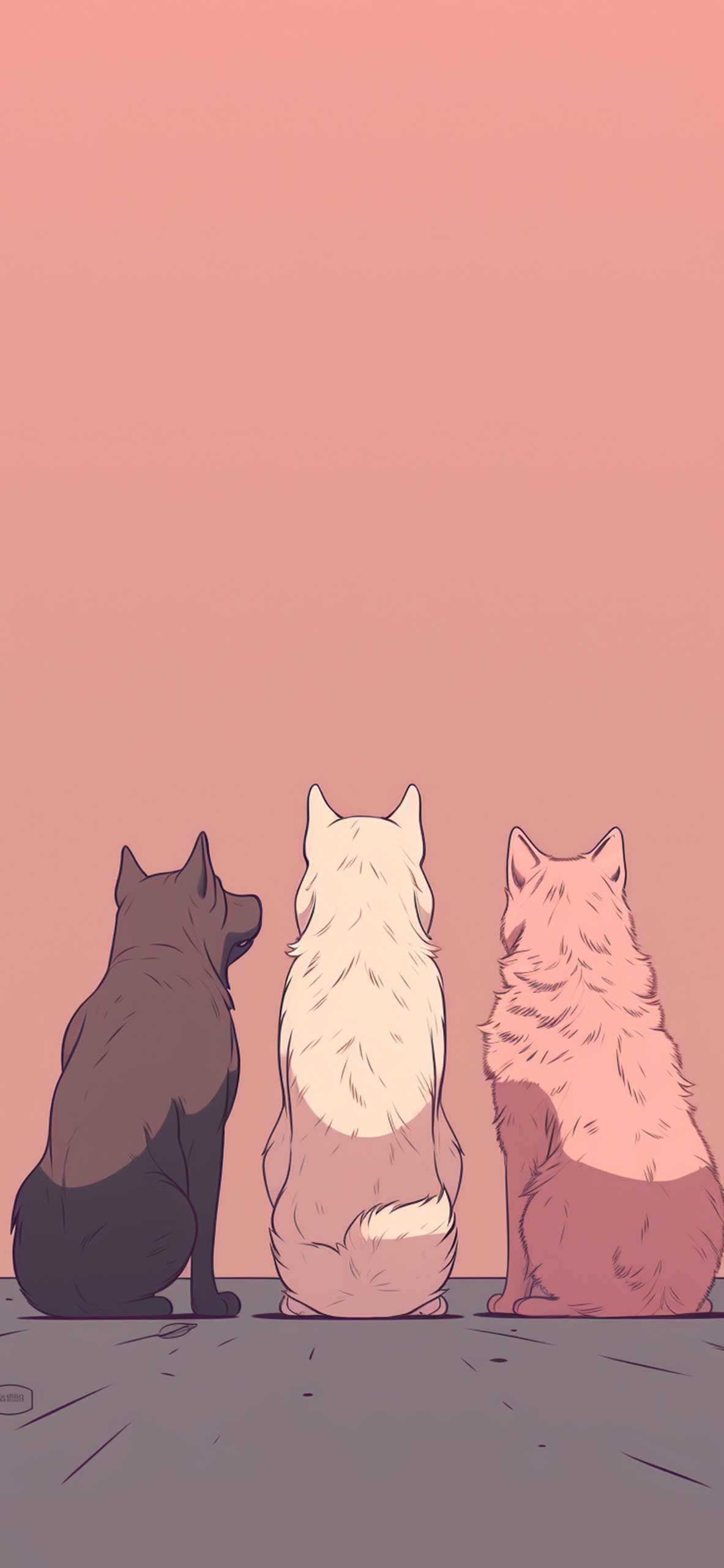 three dogs pink wallpaper