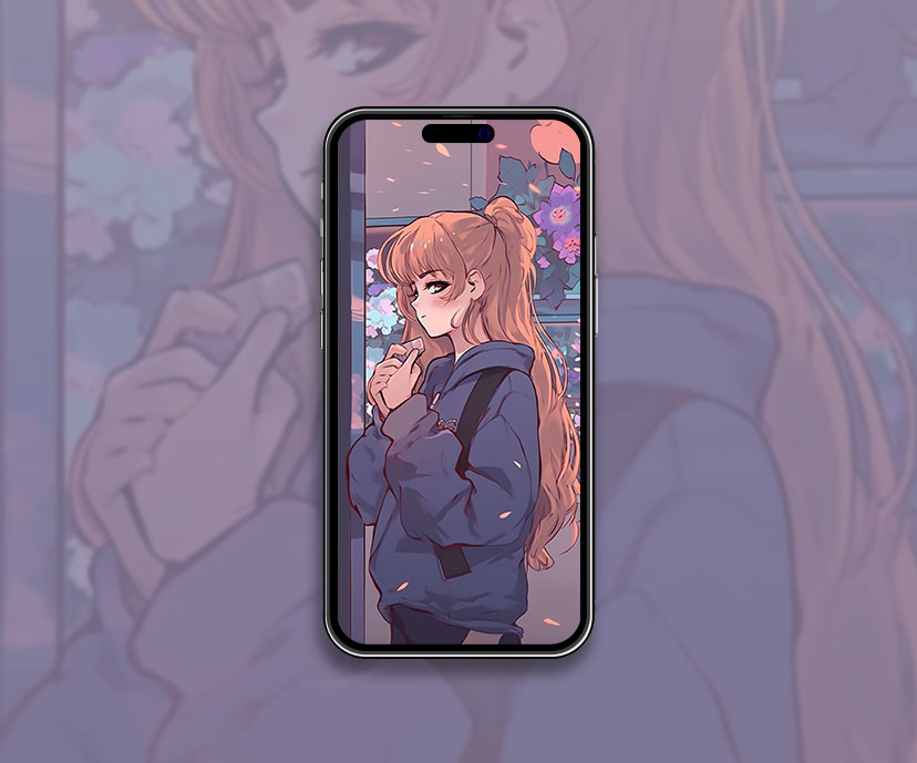 Anime Girl & Flowers Wallpaper Anime Girl Wallpaper for iPhone
